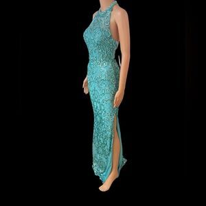 Formal Sea Mist Sz. 0 Embellished Formal Gown